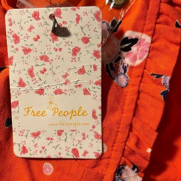 NEW Free People Like A Lady Mini Dress in Orange Floral Print Size Medium - Picture 7 of 12